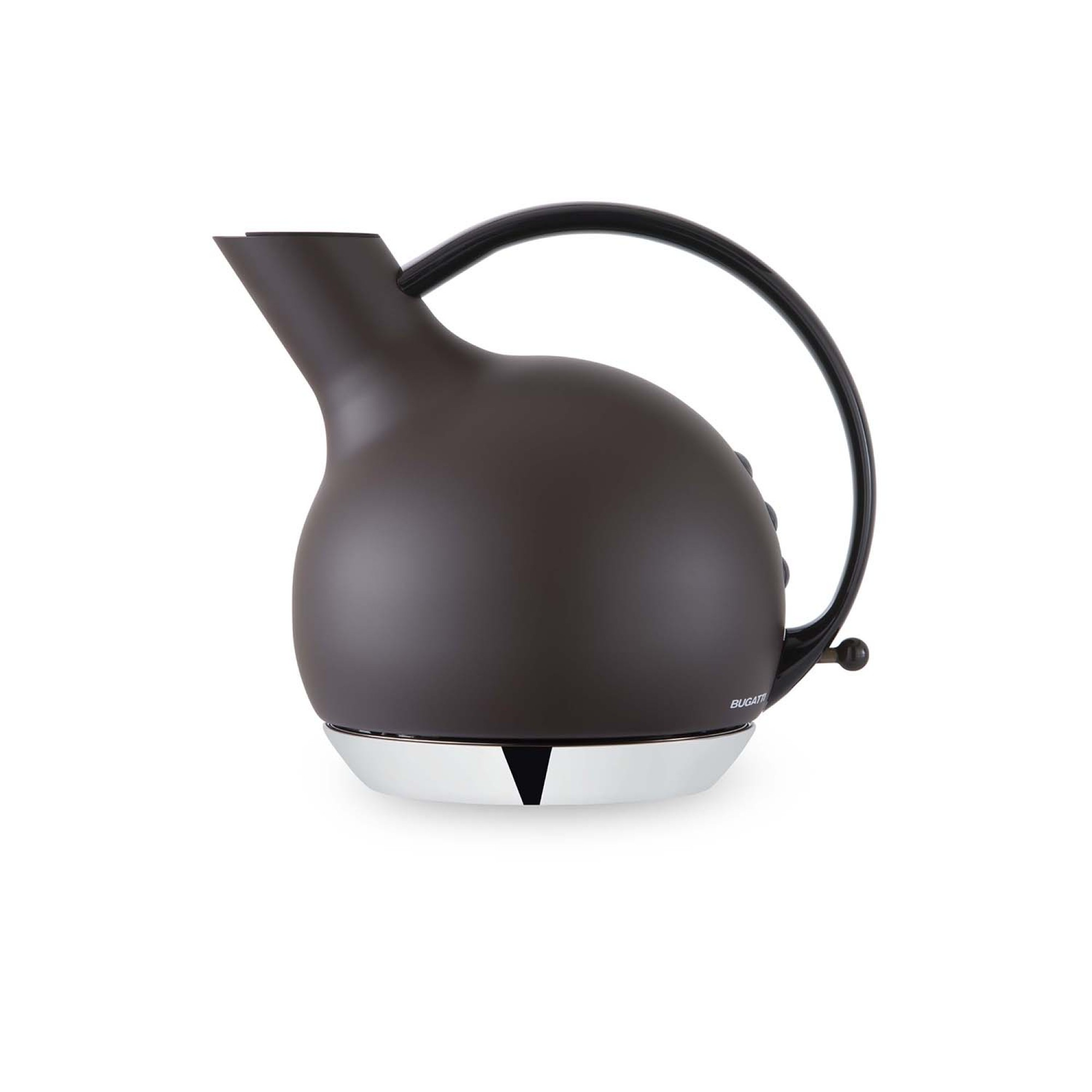 Bollitore marrone scuro dal design elegante su base lucida.