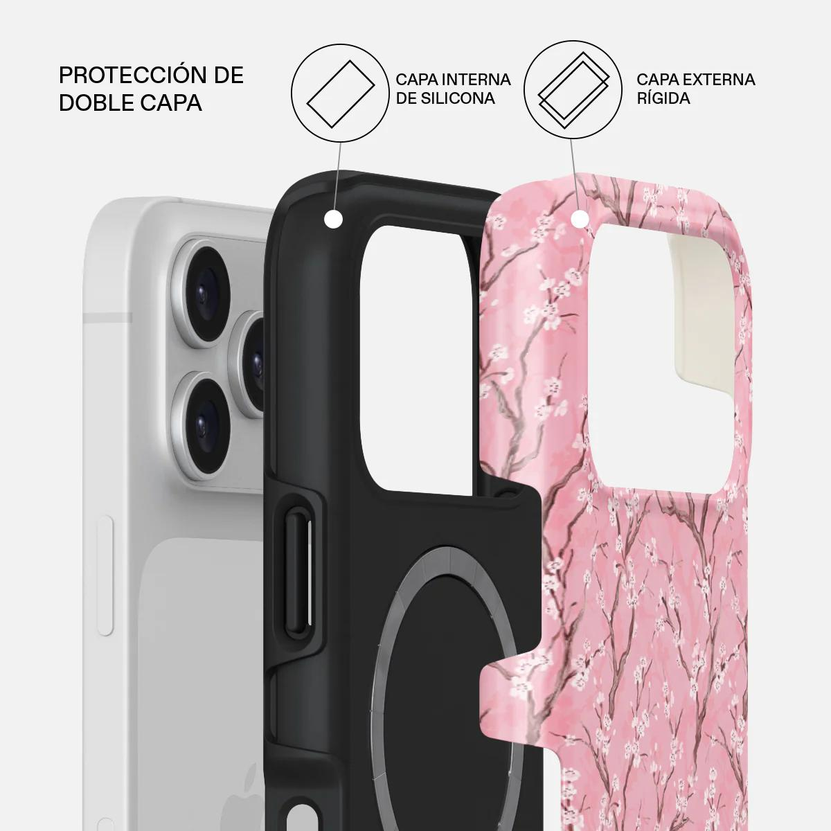 Una funda protectora de doble capa con interior de silicona y exterior rígido.