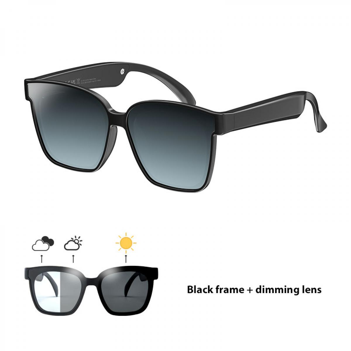 Schwarze Sonnenbrille mit abgedunkelten Gläsern.