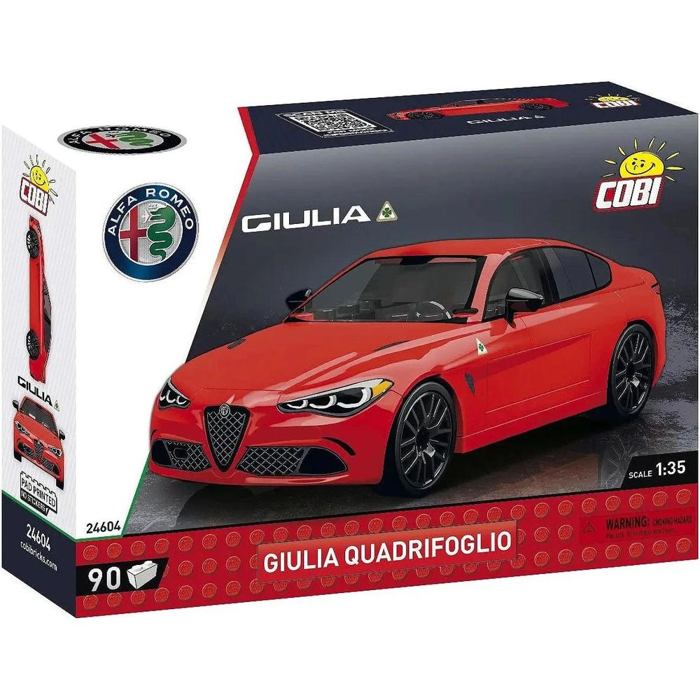 COBI Bausatz für einen roten Alfa Romeo Giulia Quadrifoglio im Maßstab 1:35.