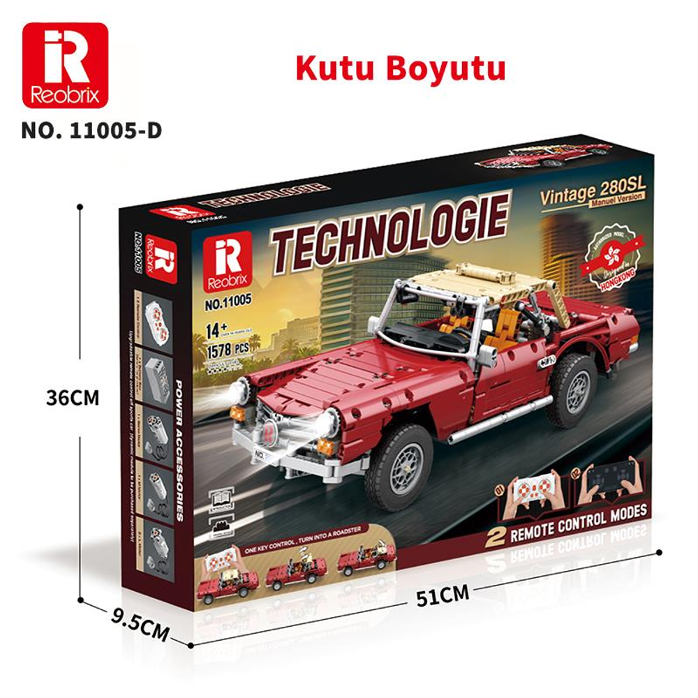 Reobrix yapboz kutusu: kırmızı klasik araba, 1578 parça, 14+, 51x36x9,5cm.