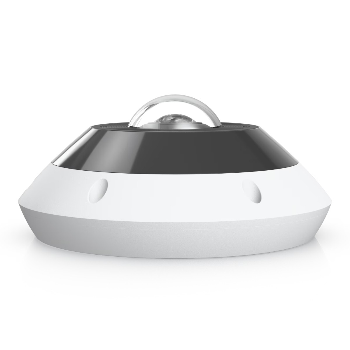 A white and gray pyranometer with a clear dome, isolated on a white background.