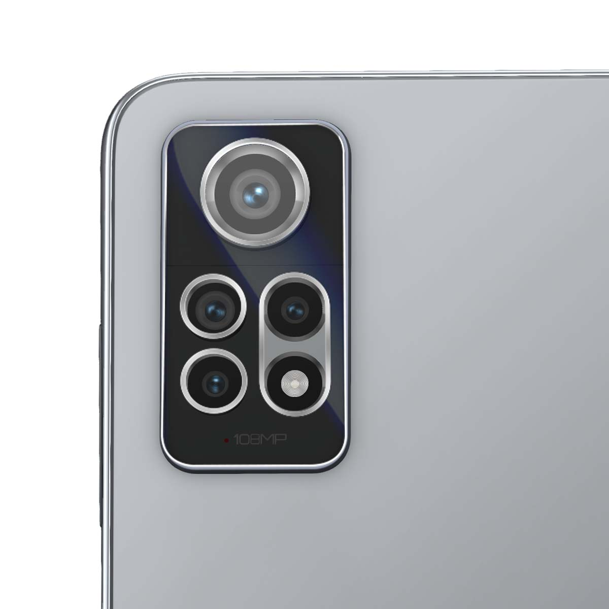 Close-up van de camera-array aan de achterkant van een smartphone met vijf lenzen.