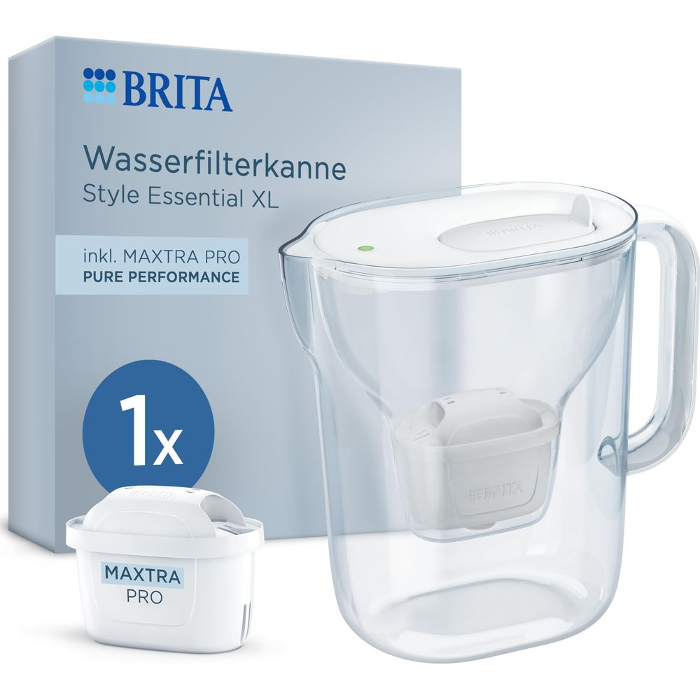 Brita Wasserfilterkanne Style Essential XL mit MAXTRA PRO Filterkartusche.