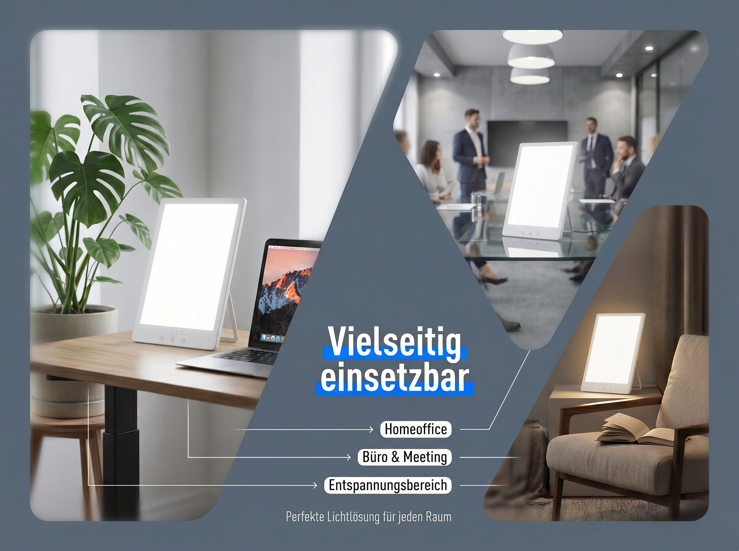 Vielseitige Lichtlösung für Büro, Homeoffice und Entspannung.