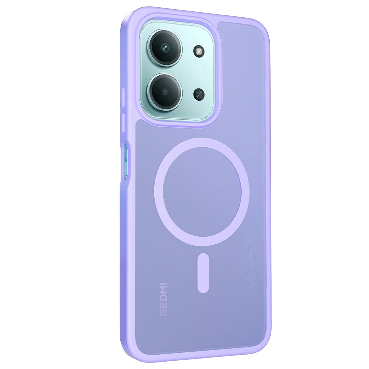 İki kameralı ve manyetik halkalı mor telefon kılıfı.