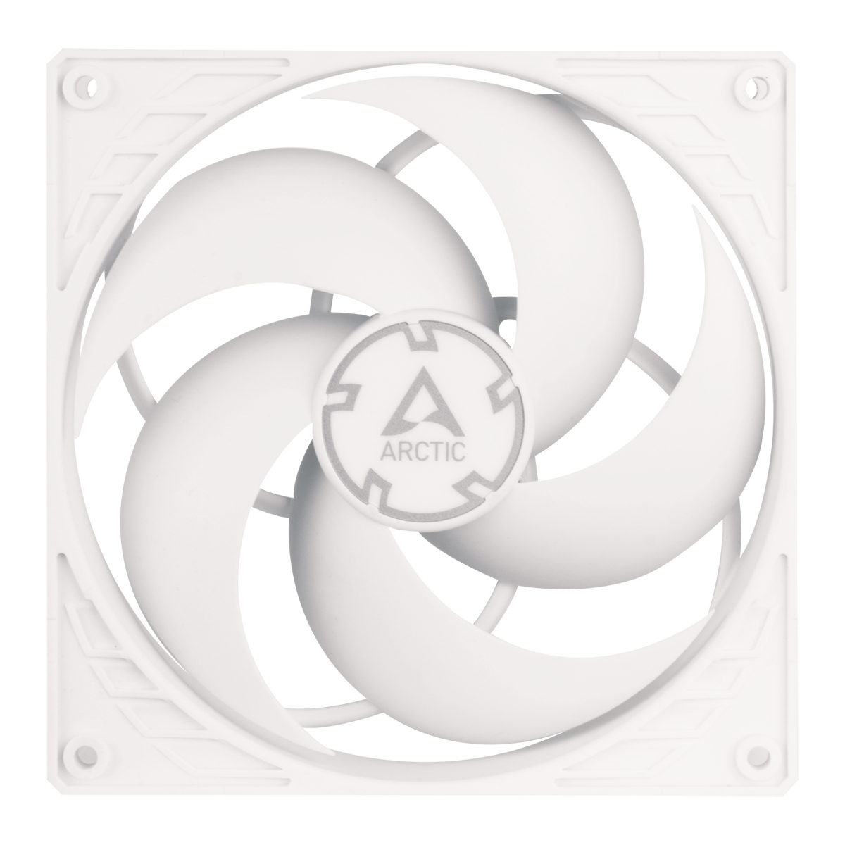 A white computer fan with five blades and the Arctic logo in the center.