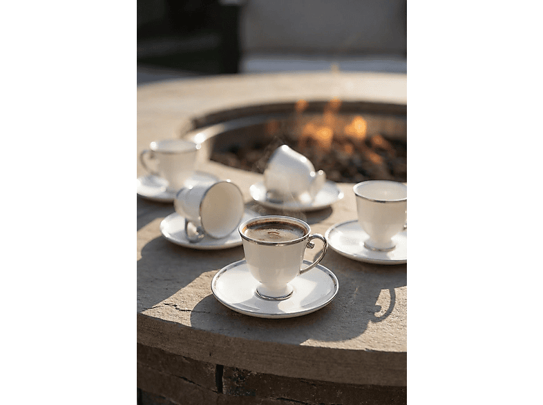 ACAR KAI-09268 Blair Silver 6 Kişilik 90 ml Porselen Kahve Fincanı Takımı