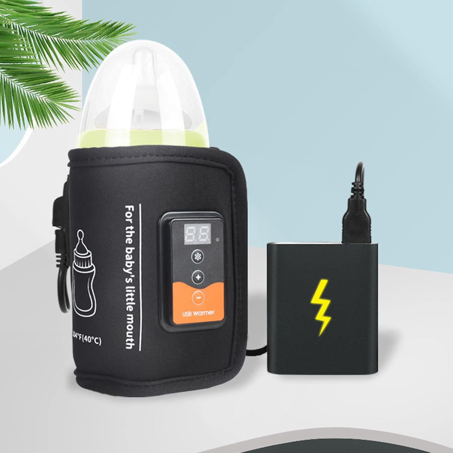 Ein Babyflaschenwärmer mit USB-Anschluss und Powerbank.