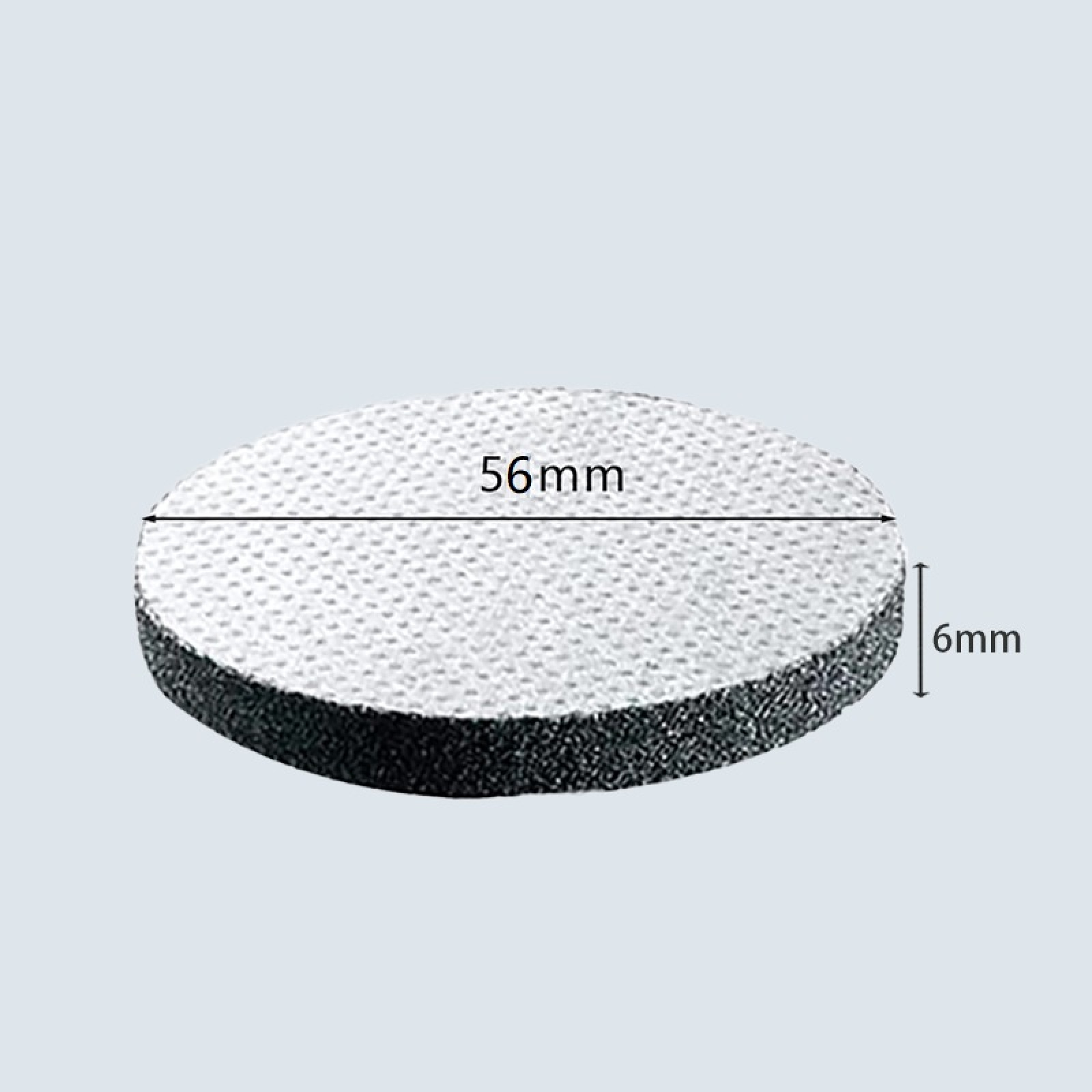 Runder weißer Schleifpad mit 56mm Durchmesser und 6mm Dicke.
