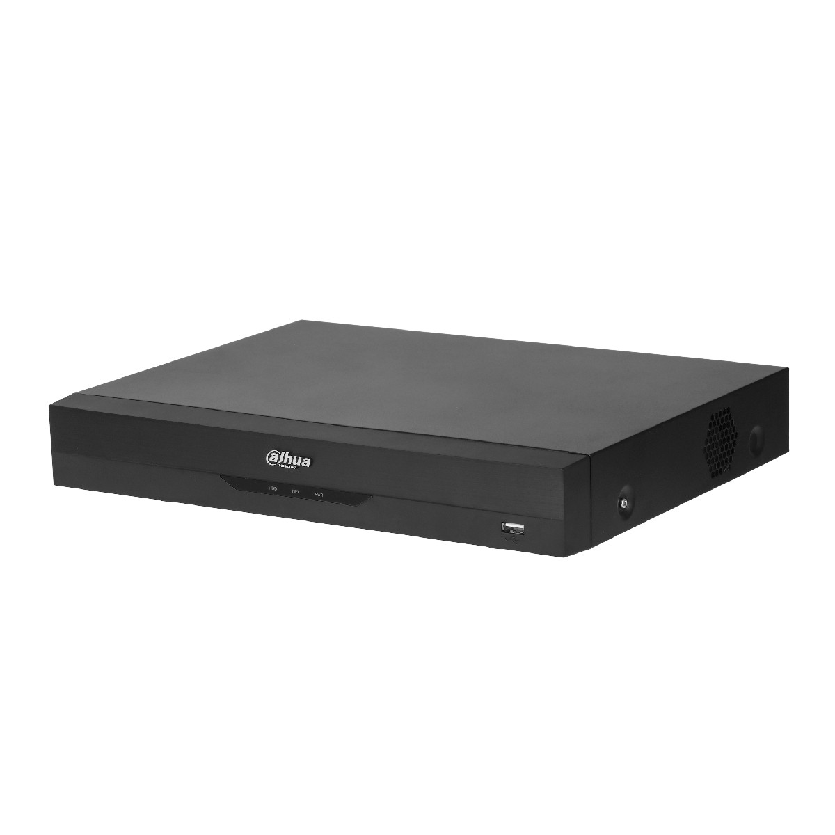 Videoregistratore di rete nero con logo Dahua e porta USB frontale.