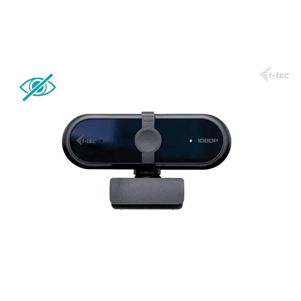 Una webcam nera 1080p con supporto a clip e logo i-tec.