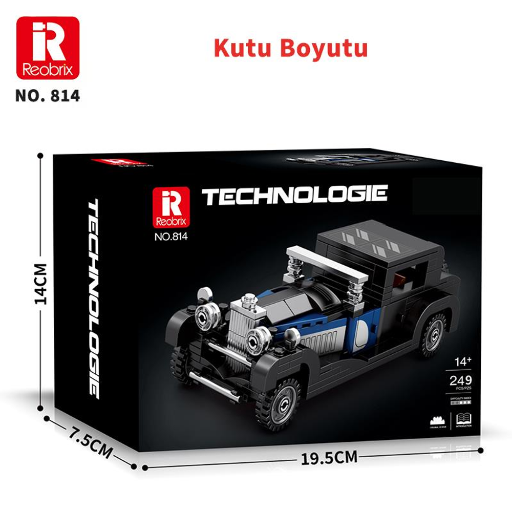 Reobrix 814 numaralı yapı oyuncağı kutusu: eski model araba.