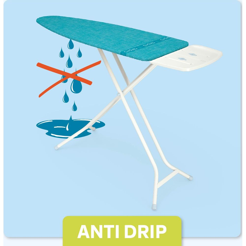 Table à repasser avec fonction anti-goutte et symbole gouttes.