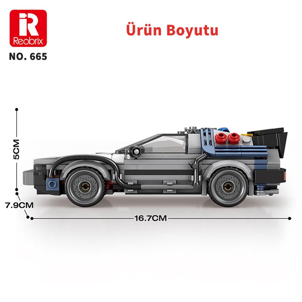 Gri model araba, ölçüleri 16,7 cm U, 7,9 cm G, 5 cm Y.