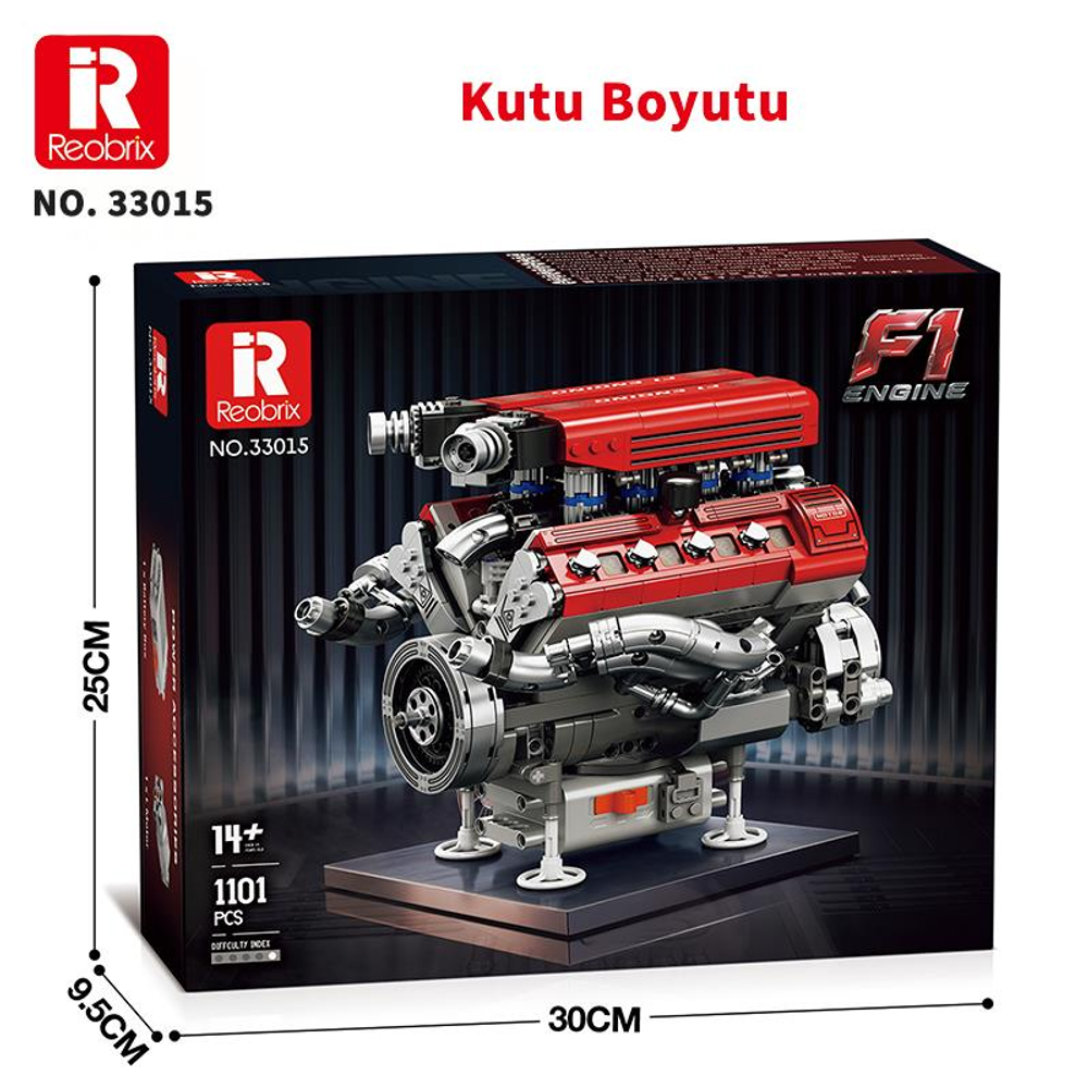 Reobrix F1 motor maket kiti kutuda, 1101 parça, 14+, 30x25x9.5cm.