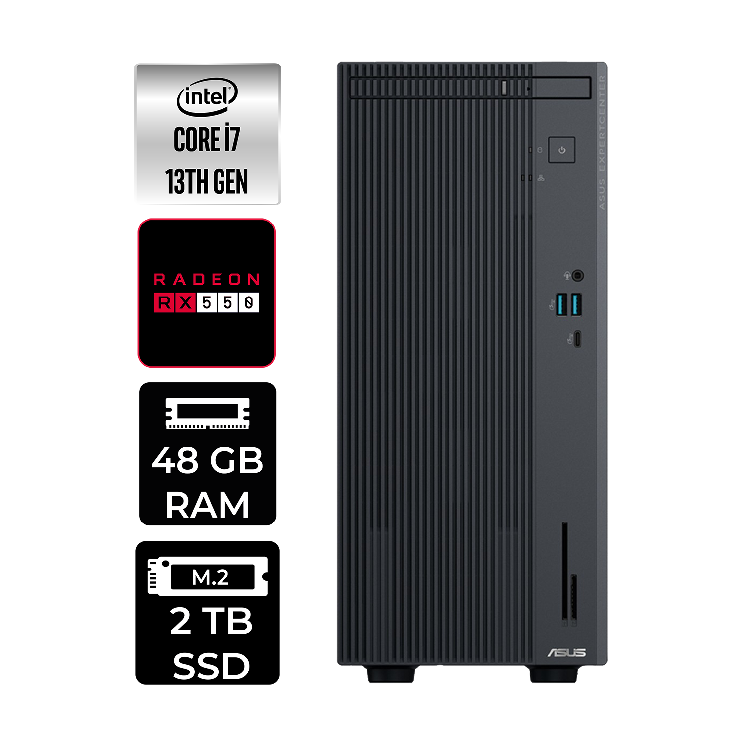 ASUS EC P500MV RX550 4GB P500I7136216512B0DP371 PER4 Bellek Intel Core i7-13620H 48 GB RAM 2 TB SSD FreeDOS Masaüstü Bilgisayar