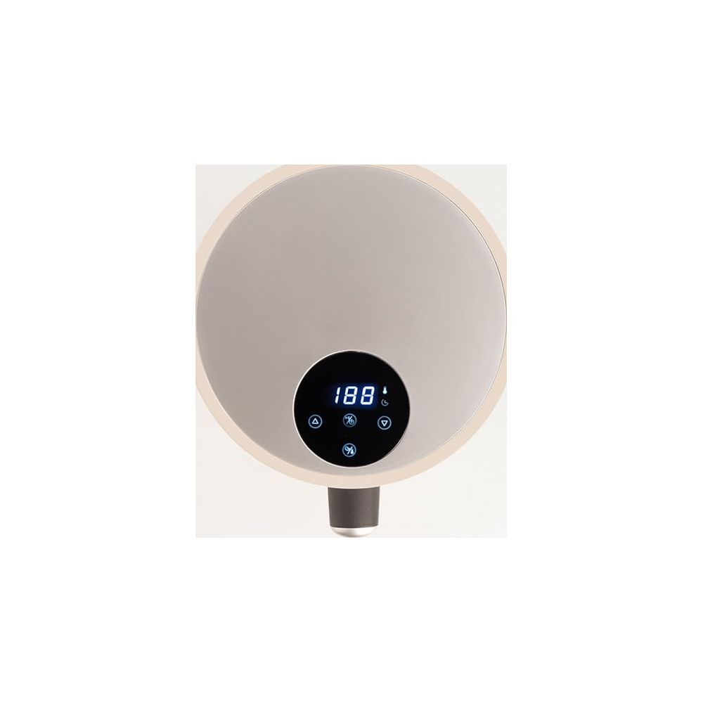 Un ventilador con pantalla digital. El número 188 y los iconos están iluminados.