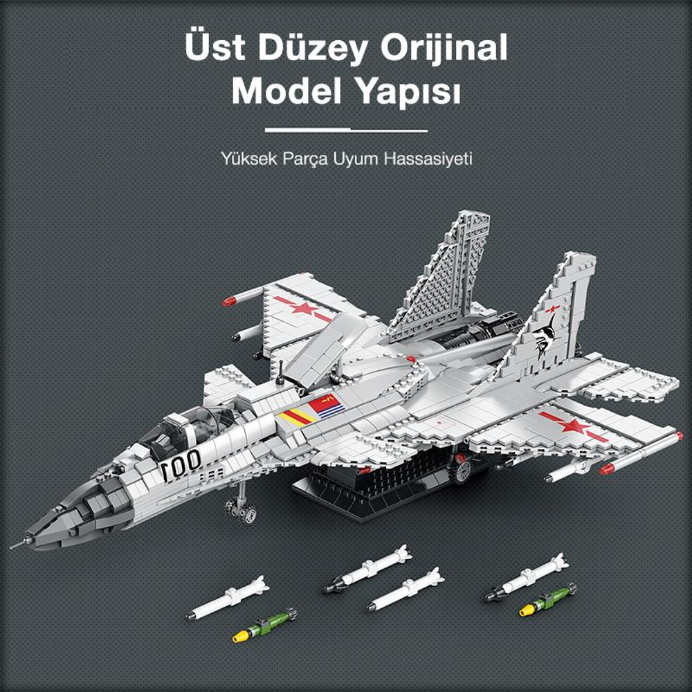 Gri arka plan üzerinde füzeleri olan gri model uçak.