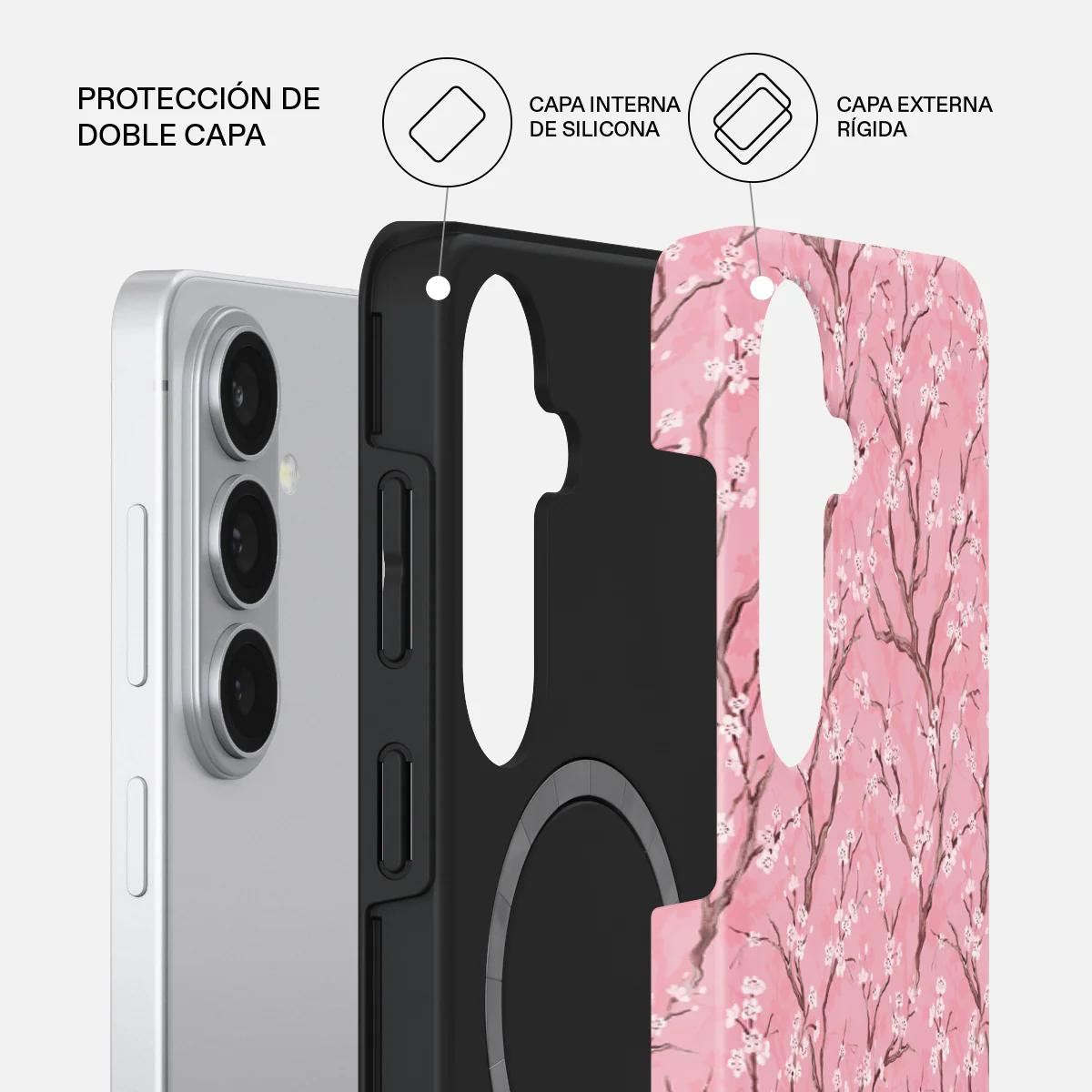 Funda de teléfono de doble capa con silicona y capa rígida.