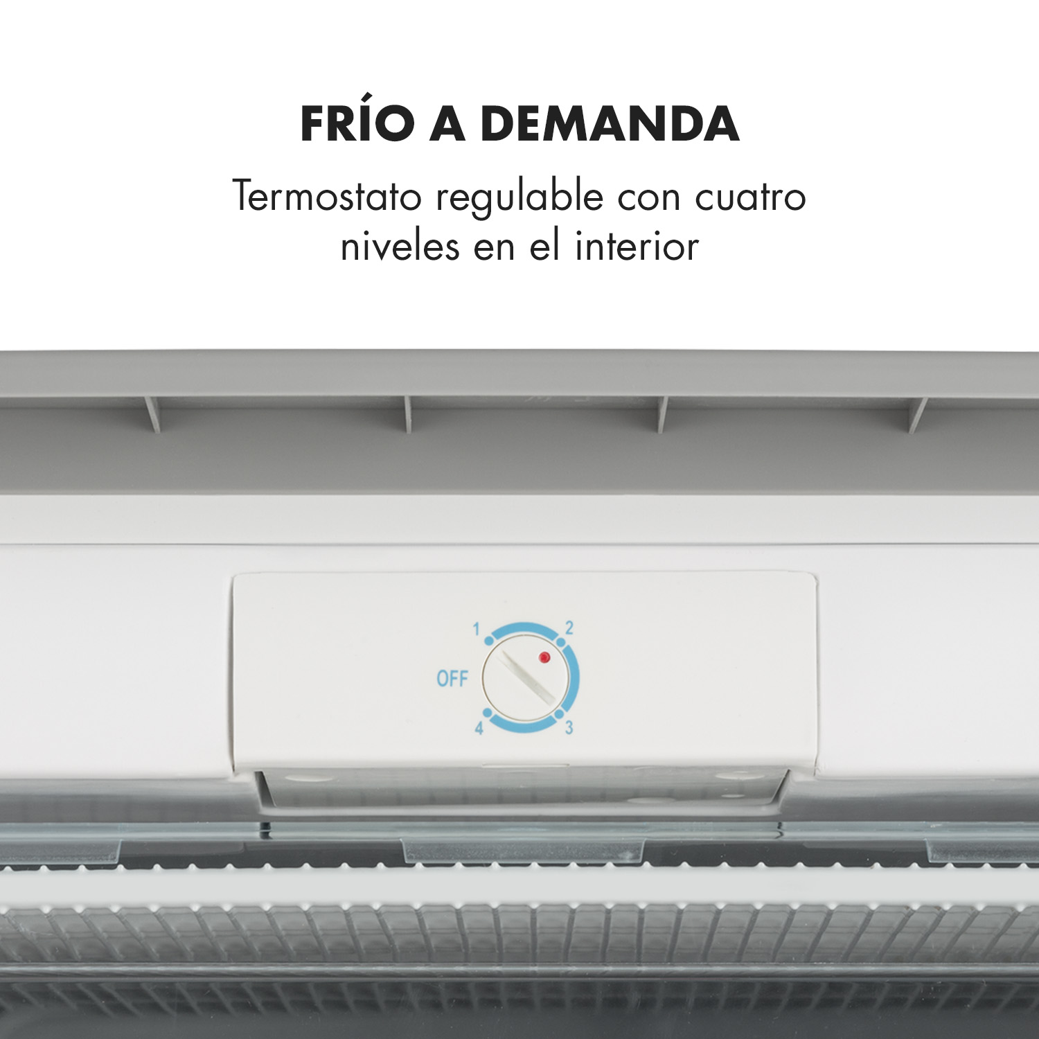 Ein Thermostat mit vier Stufen, auf OFF eingestellt.