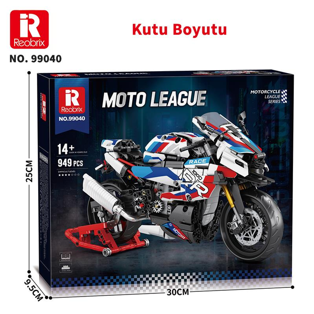 949 parçalık motosiklet yapım seti kutusu, model numarası 99040.
