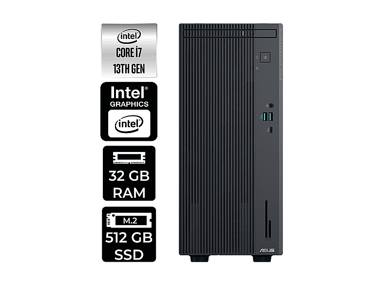 ASUS EC P500MV P500I7136216512B0DP305 PER4 Bellek Intel Core i7-13620H 32 GB RAM 512 GB SSD FreeDOS Masaüstü Bilgisayar