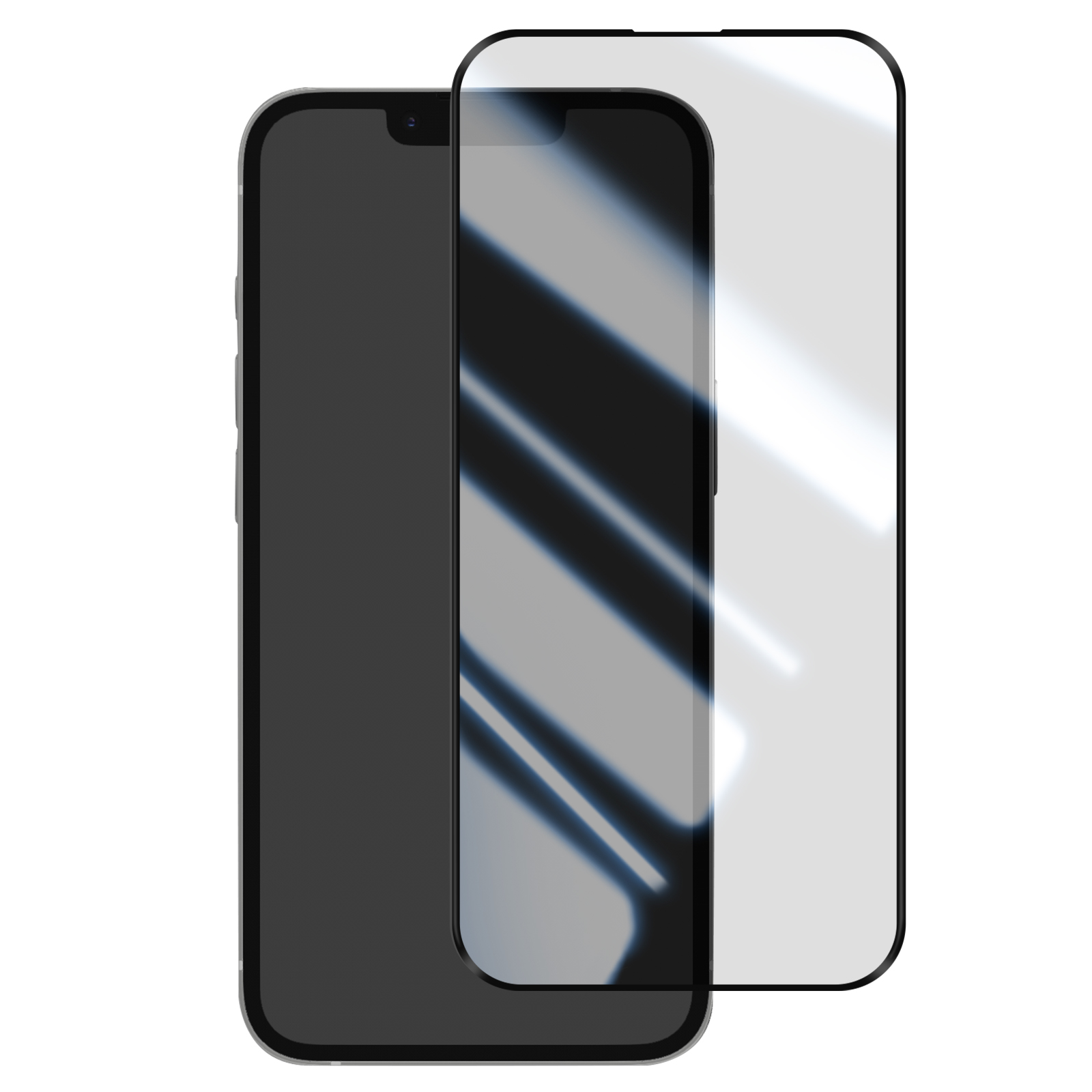 A smartphone with a screen protector lying next to it.