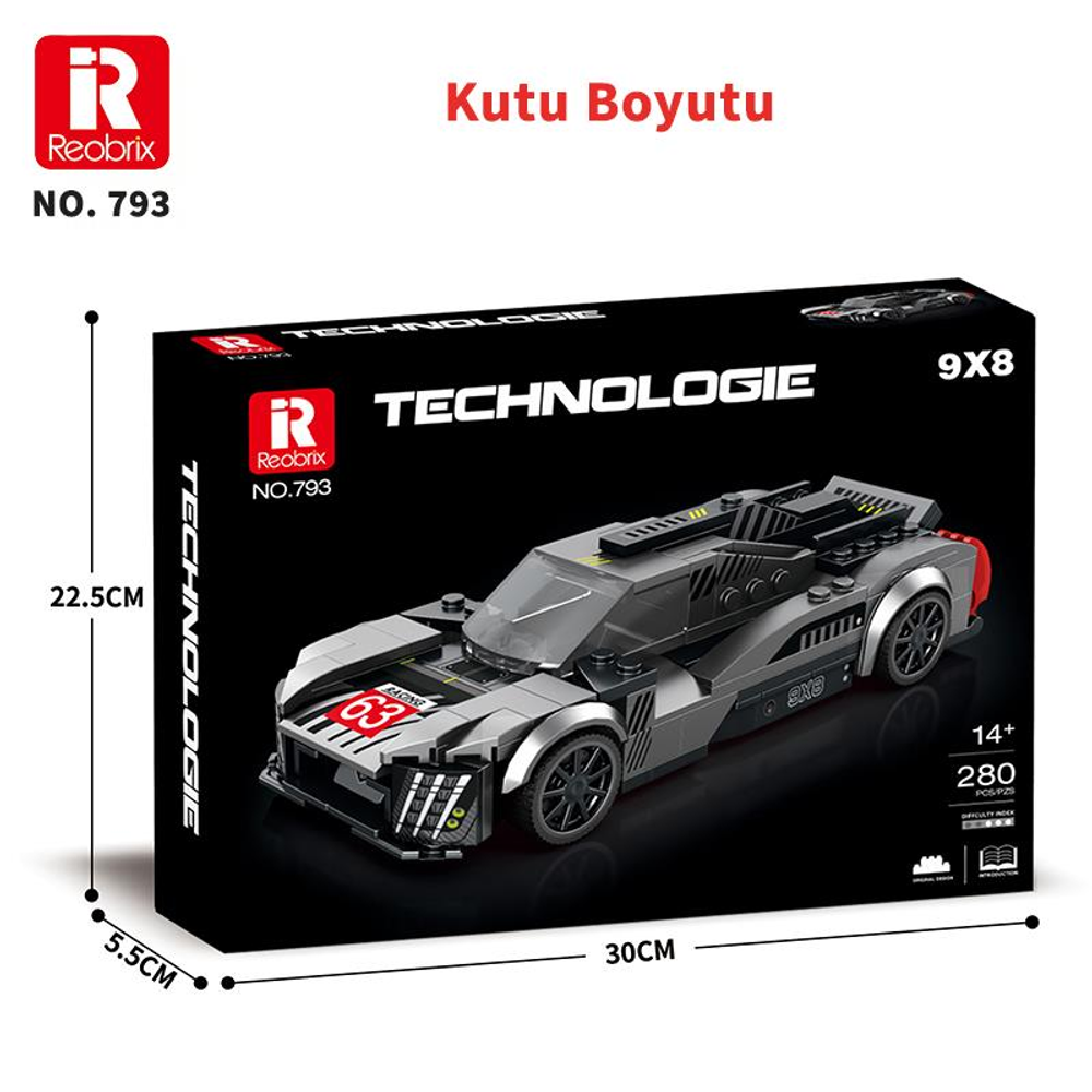 Gri yapı taşı yarış arabası kutusu, model numarası 793.