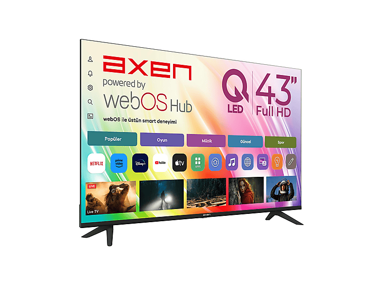 AXEN AX43QFMLN-W02 WebOS Kablosuz Ekran Yansıtma HDR Wi-Fi 43 inç