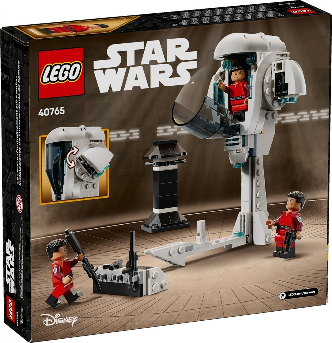 LEGO Star Wars Set mit Minifiguren und Trainingsgerät in einer futuristischen Umgebung.