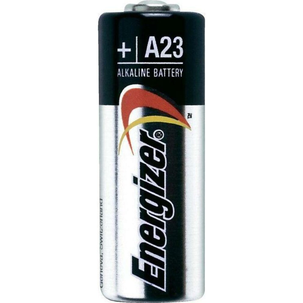 Czarna i srebrna bateria alkaliczna Energizer A23.