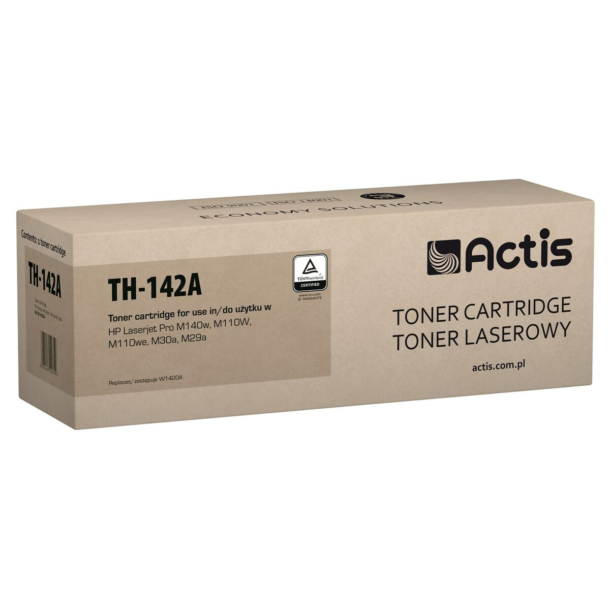 Cartuccia toner Actis TH-142A per stampanti HP Laserjet Pro su confezione marrone.