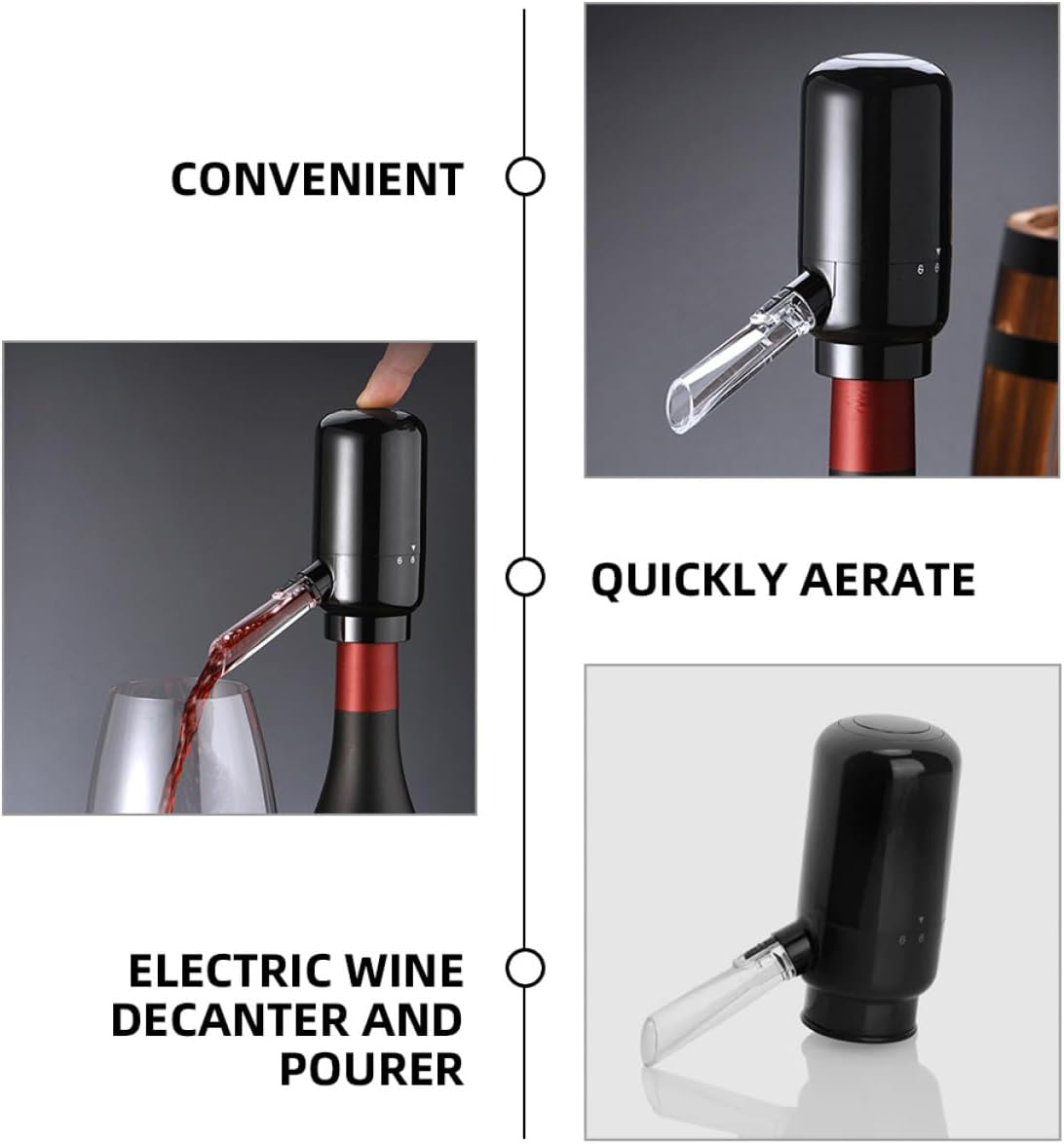 Elektrischer Weindekanter mit rotem Wein, der in ein Glas gegossen wird.