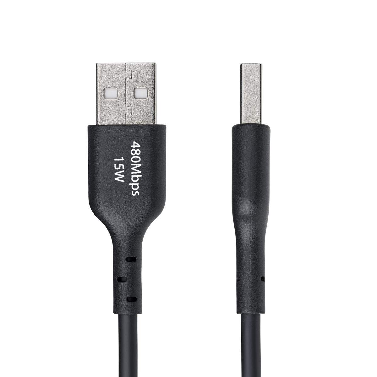 Schwarzes USB-C-Kabel mit USB-A-Stecker und 480 Mbit/s, 15 W Beschriftung.