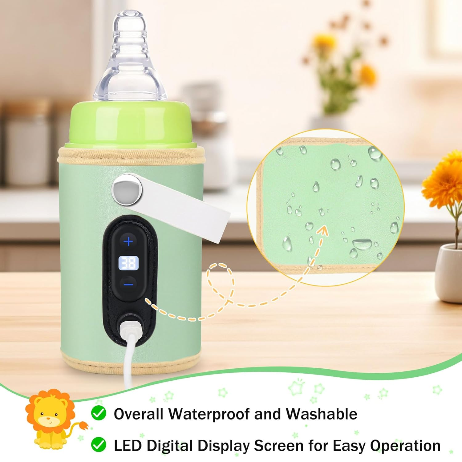 Ein babyflaschenwärmer mit LED-Display, der wasserdicht und waschbar ist.