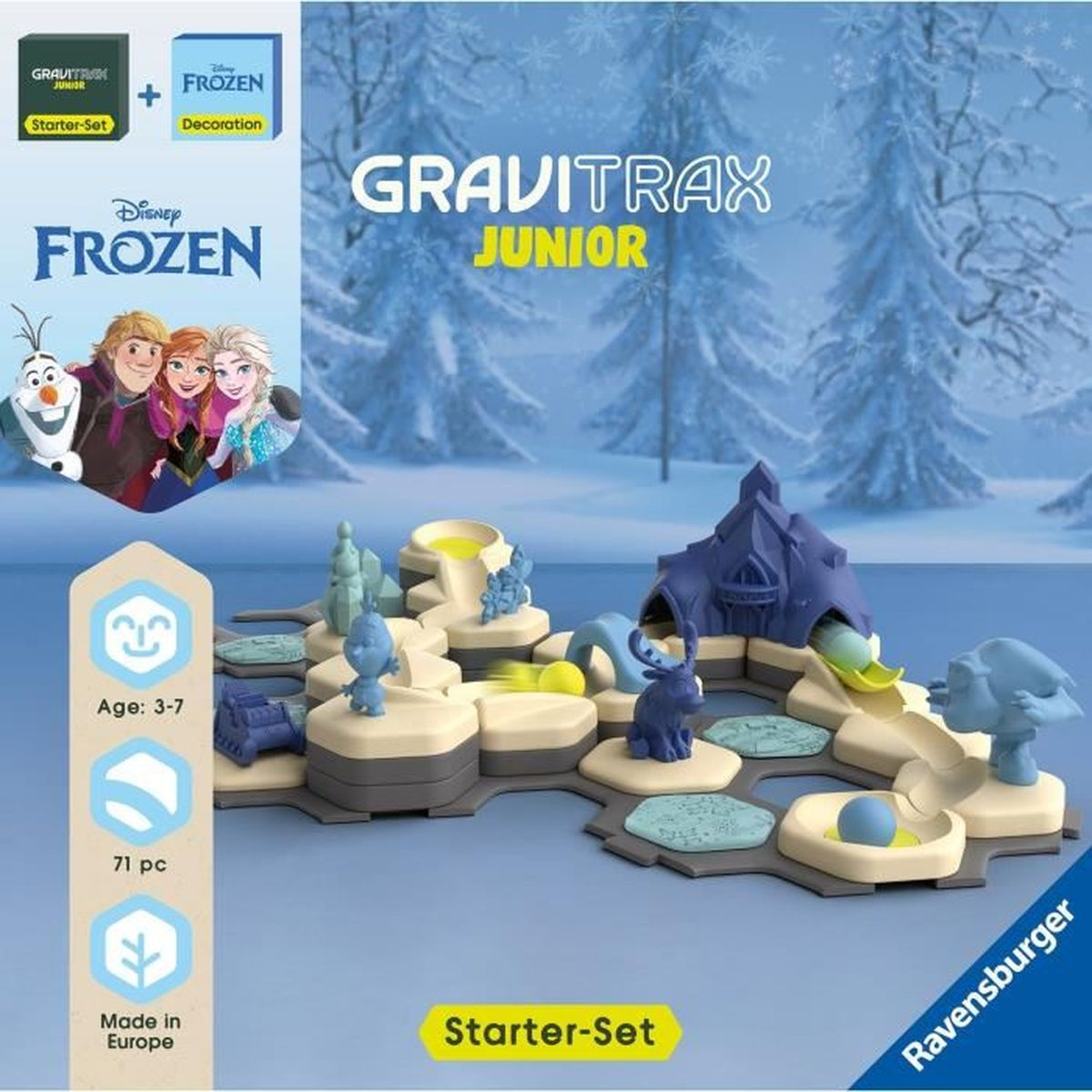 GraviTrax Junior Frozen Starter-Set mit Figuren und Bahnelementen.