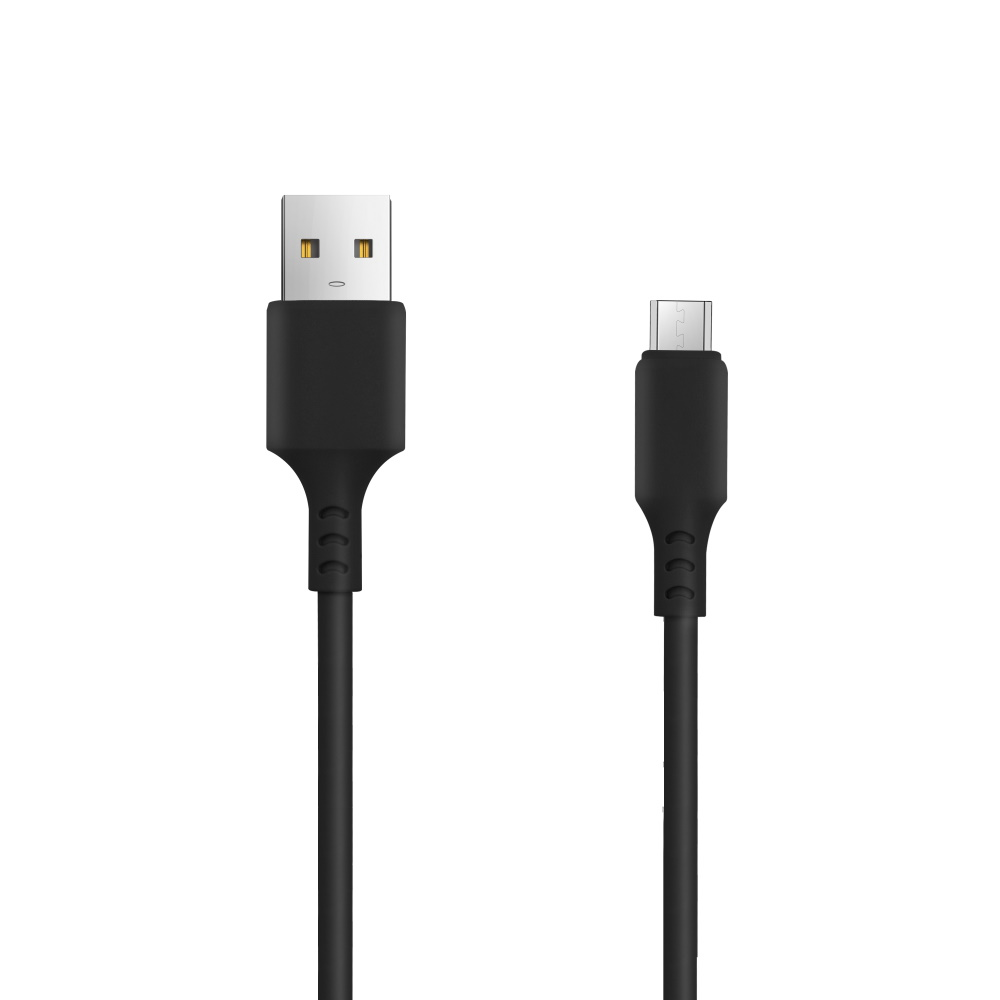 Czarny kabel USB-A do Micro-USB na białym tle.