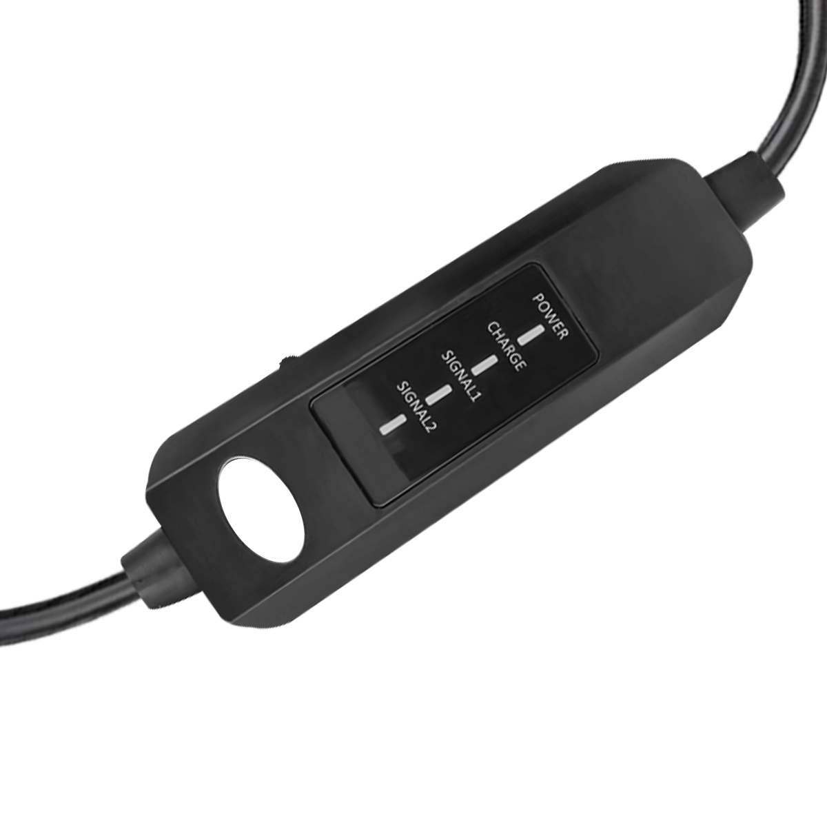 Connettore cavo nero con etichette: POWER, CHARGE, SIGNAL1, SIGNAL2.