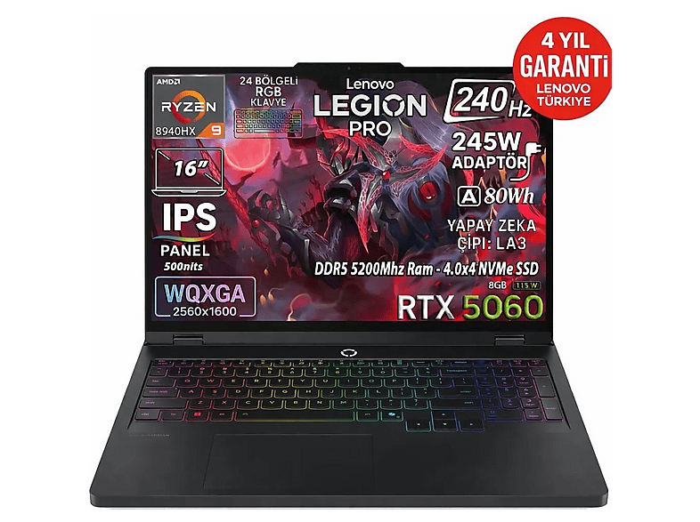 LENOVO Legion Pro 5 16ADR10 DDR5 RTX 5060 8 GB 115 W WQXGA
