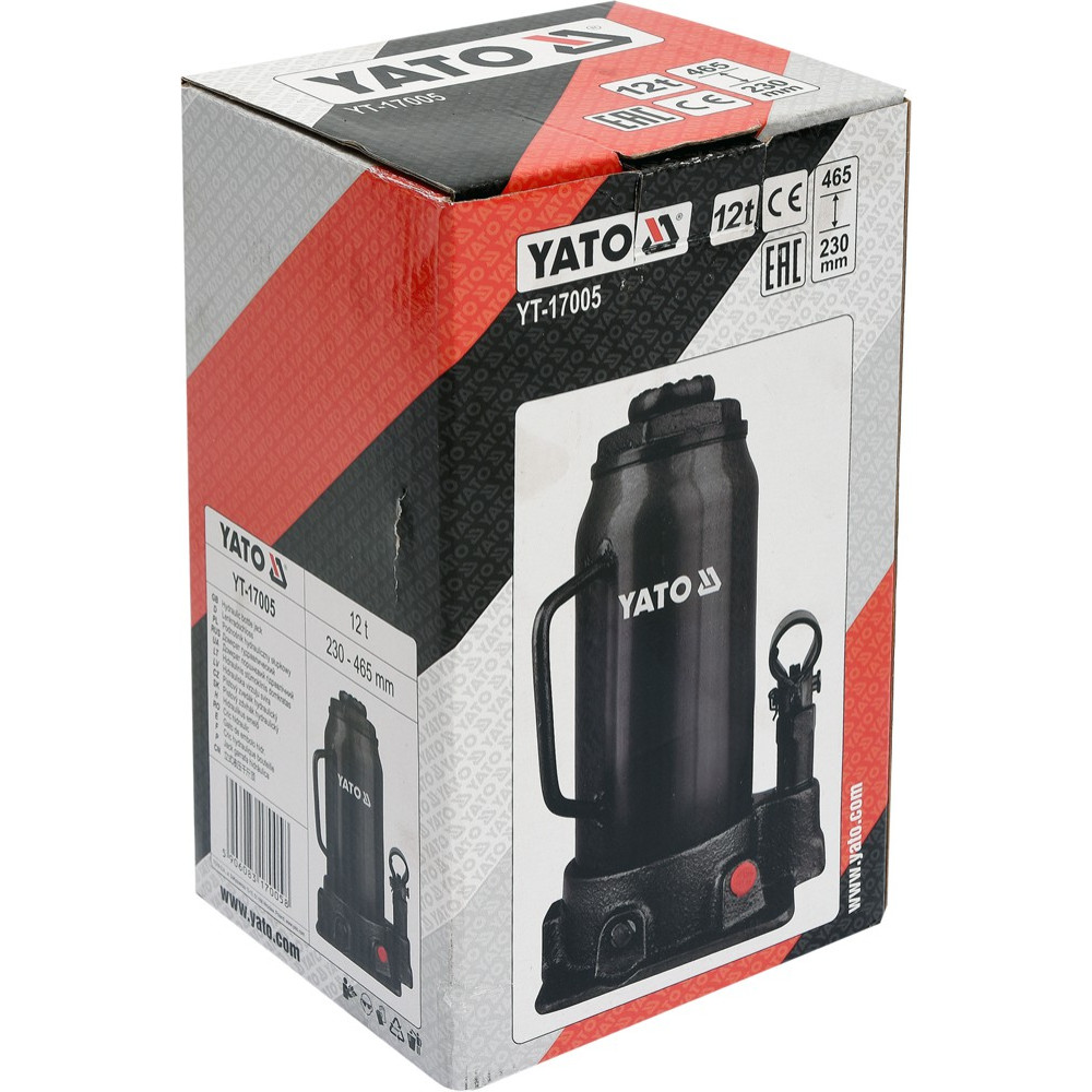 Carrello nero marca YATO su confezione in cartone con informazioni sul prodotto.