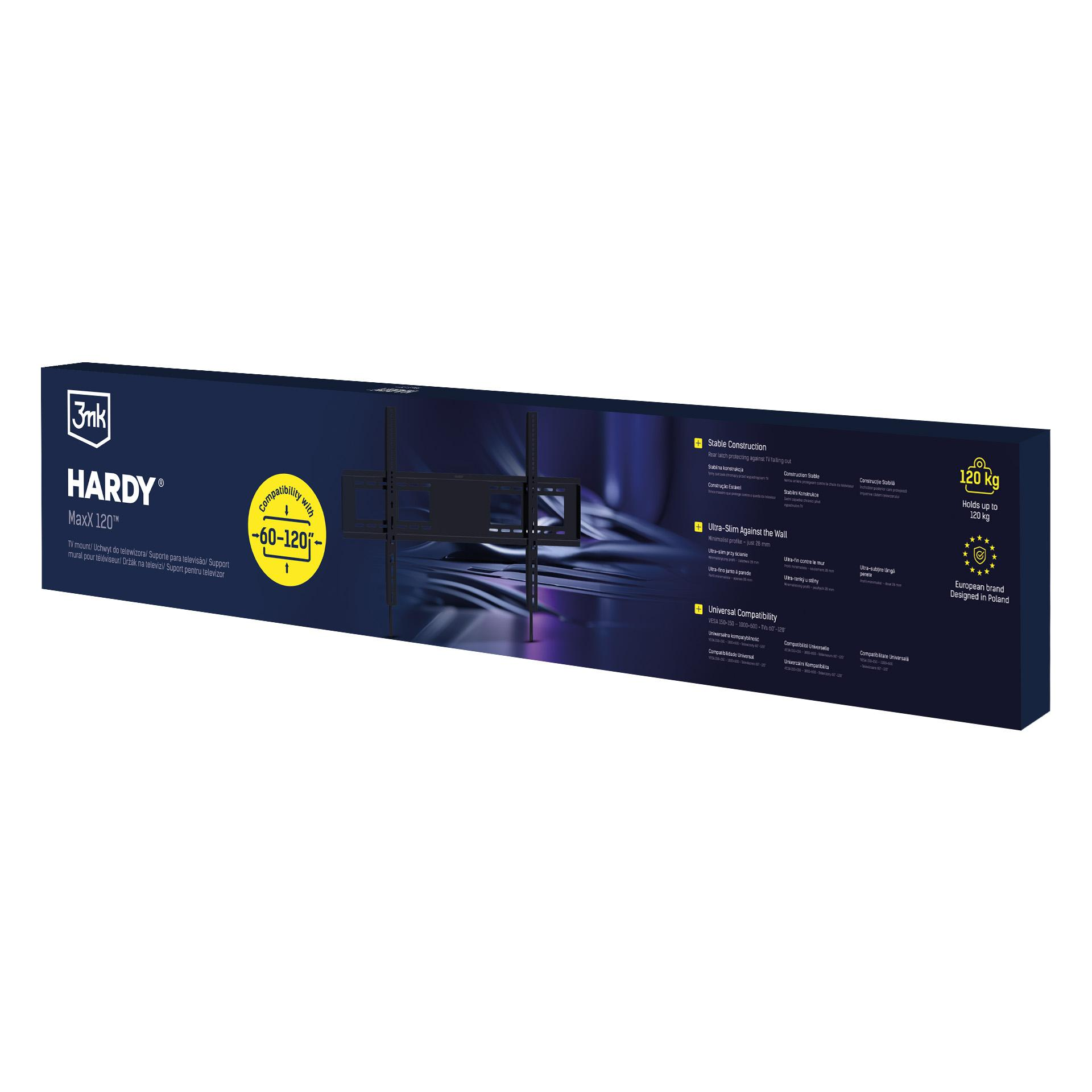 Opakowanie uchwytu ściennego do TV Hardy MaxX 120T, udźwig do 120 kg.