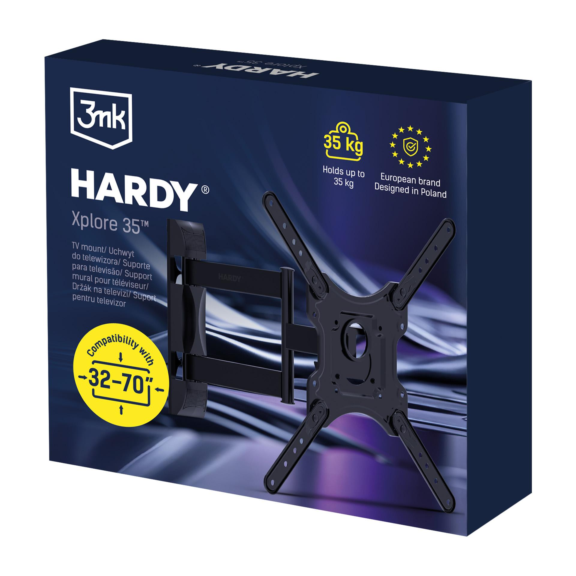 Supporto da parete TV Hardy nero, per 32-70 pollici, fino a 35 kg.