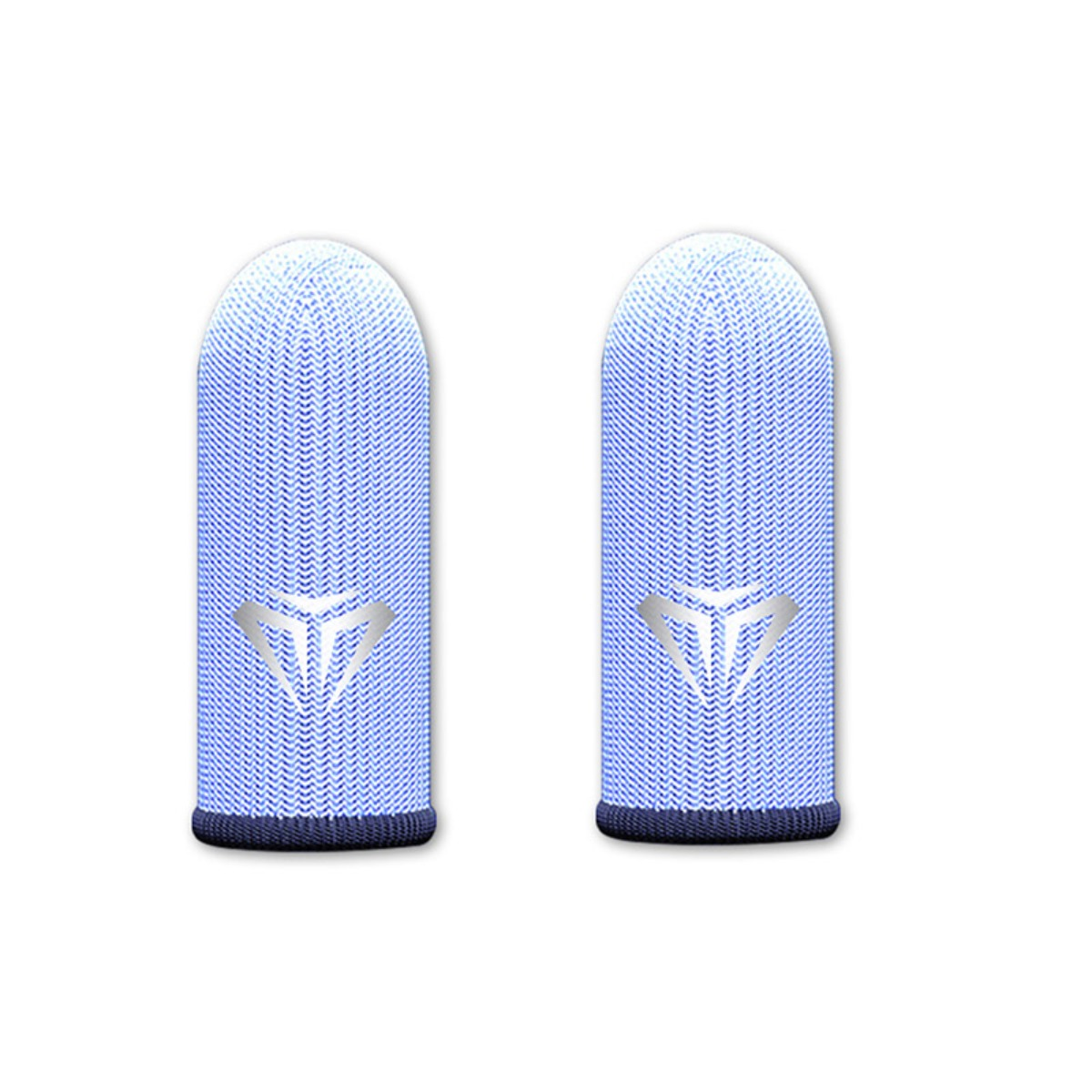 Due copridita blu con logo argentato su sfondo bianco.
