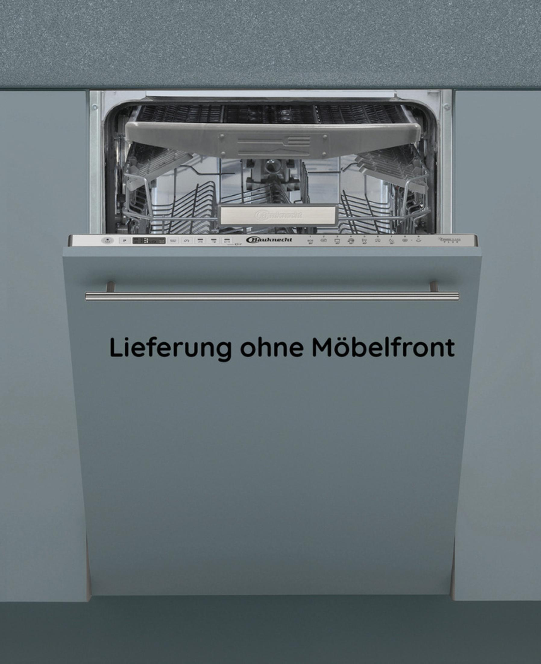 Einbaugeschirrspüler mit offenem Fach und Bedienelementen. Lieferung ohne Möbelfront.