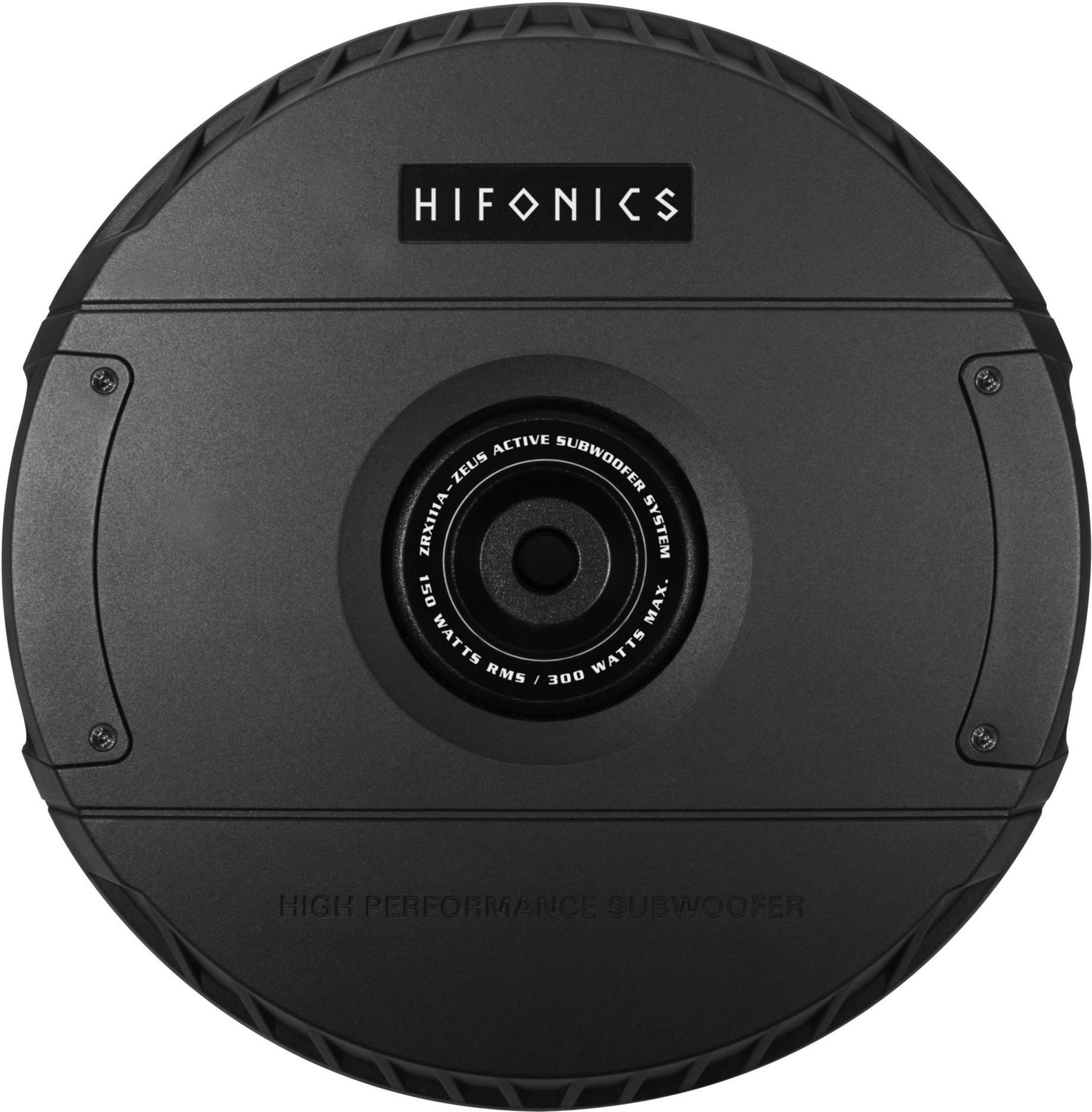 Schwarzer Hifonics Zeus aktiver Subwoofer mit 150W RMS/300W Max.