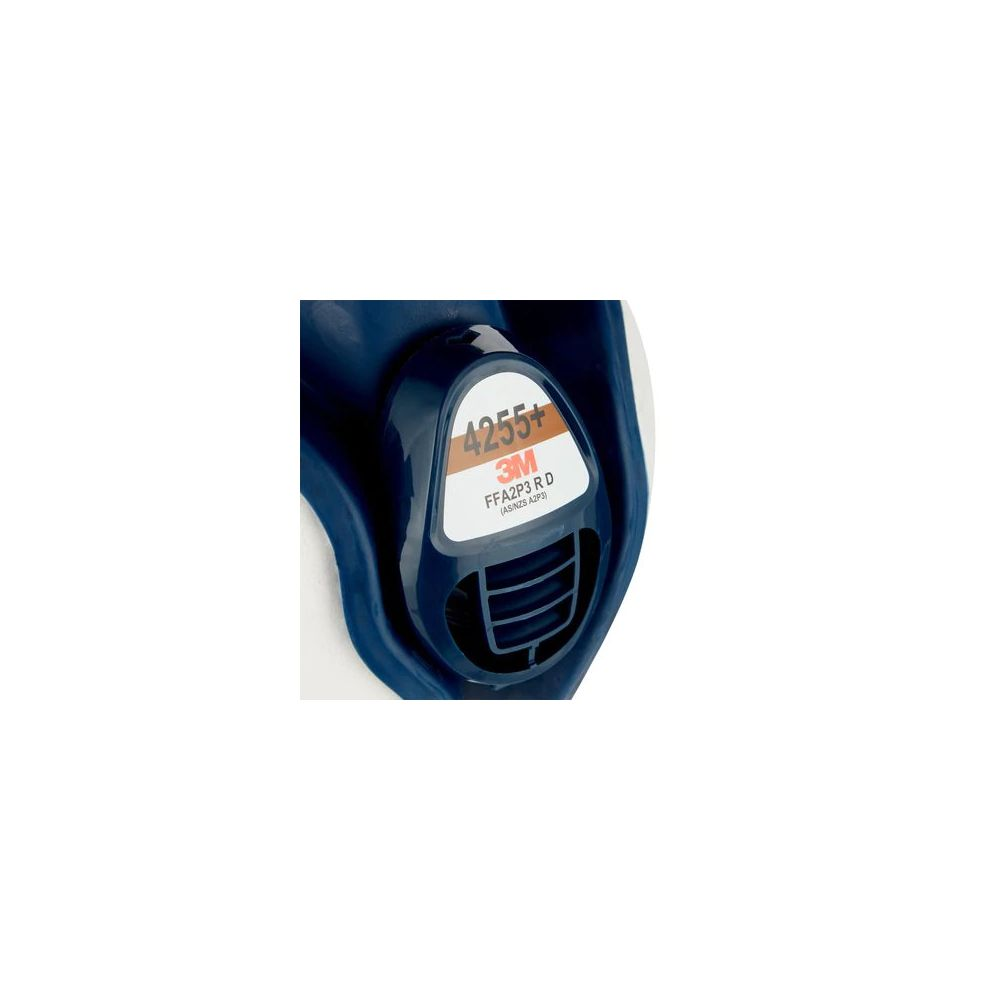 Ein blauer 3M Atemschutzmaskenfilter mit der Modellnummer 4255+ FFA2P3 R D.