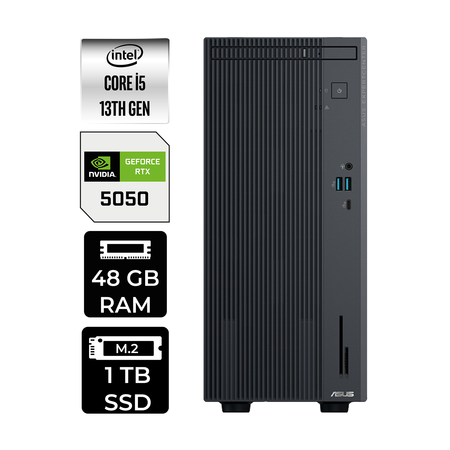 ASUS EC P500MV RTX5050 8GB P500I513428512B0DP490 PER4 Bellek Intel Core i5-13420H 48 GB RAM 1 TB SSD FreeDOS Masaüstü Bilgisayar