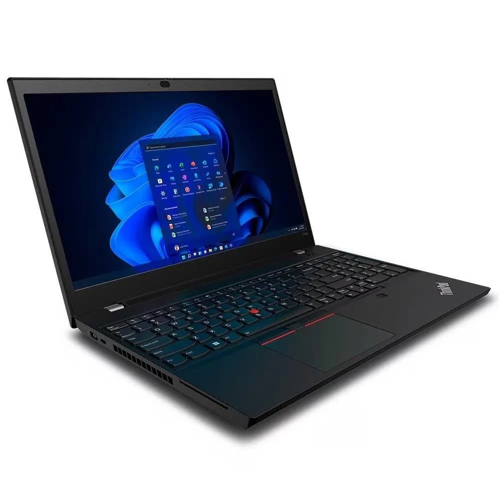 Ordinateur portable noir avec écran allumé affichant des icônes Windows 11.