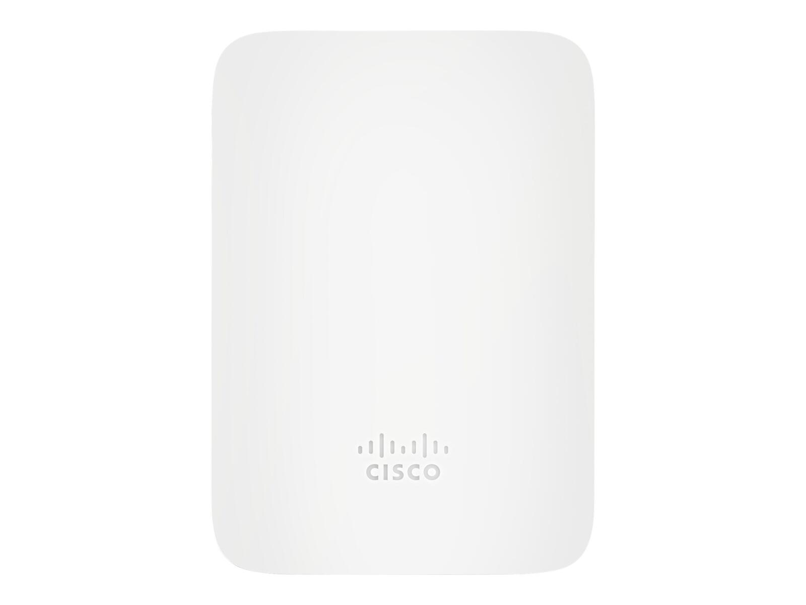 Ein weißes Cisco Access Point-Gerät auf weißem Hintergrund.